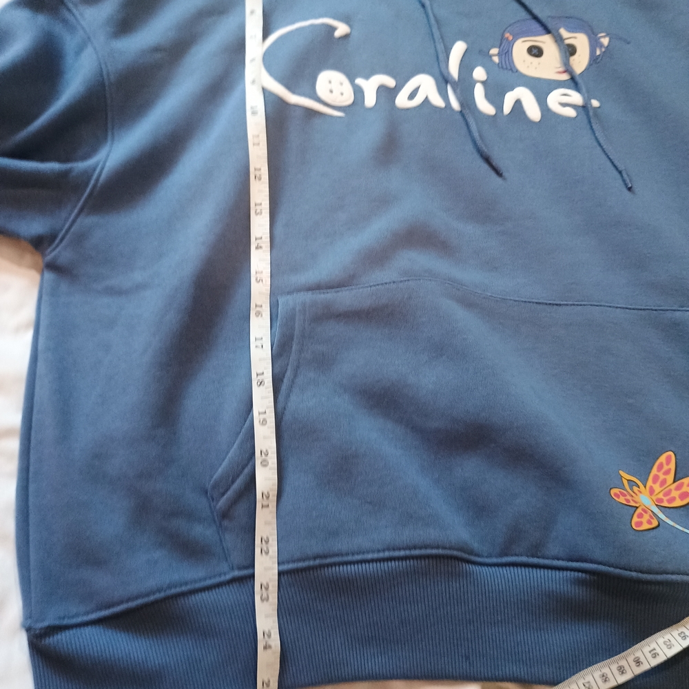 New Women's Coraline Oversized Pullover Blue Hoodie Size XSmall - Picture 8 of 8